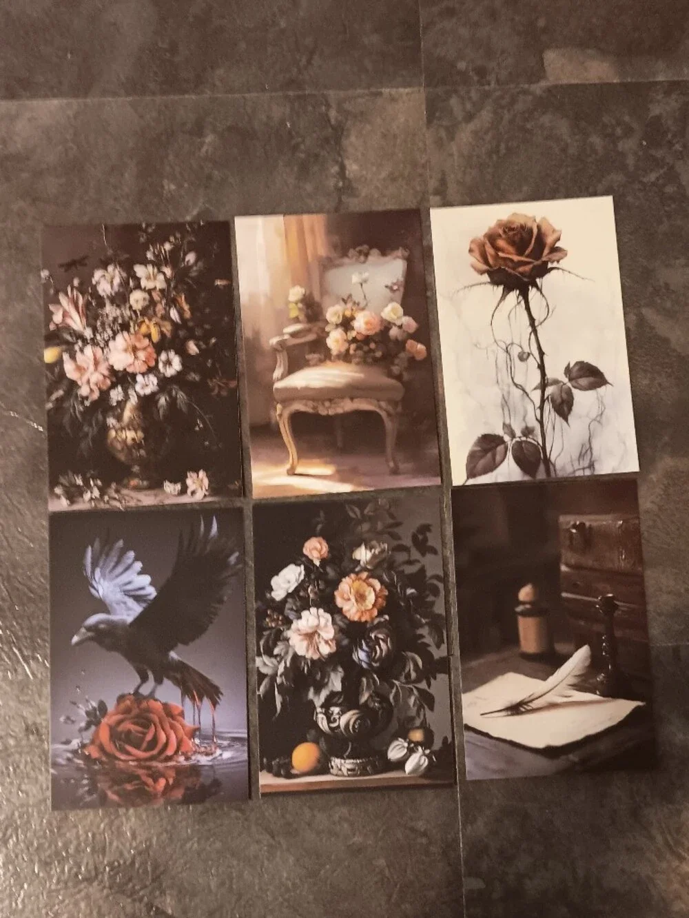 Dark Gothic Postcard Set Of 6, Academia Art Print Correspondence Notes 4x6